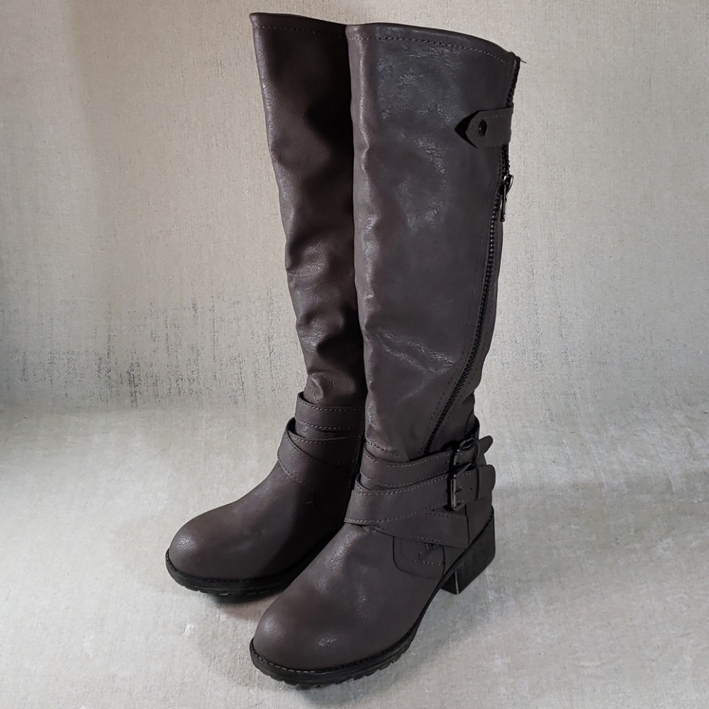 Glaze Buckle Strap Zip Boots